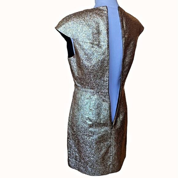 Diane Von Furstenberg Hadlie two metallic gold jacquard sheath dress DVF size 6 - Picture 6 of 13